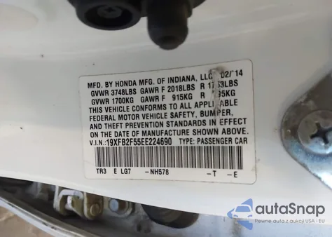 2014 Honda Civic Lx from USA, damaged, VIN 19XFB2F55EE224690
